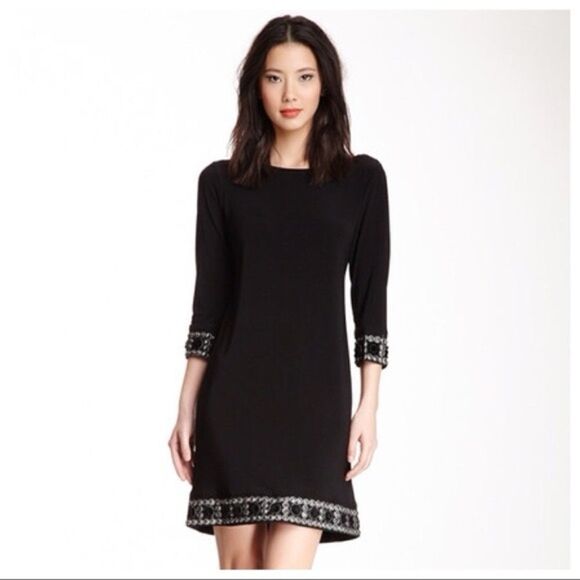 Tiana B Classic Elegant Embellished Midi shift Cocktail Dress Sz 10 - Picture 2 of 10